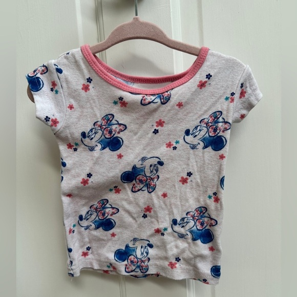 Disney Junior Minnie Mouse 12M White & Pink Short Sleeve Top Blouse - Picture 1 of 4